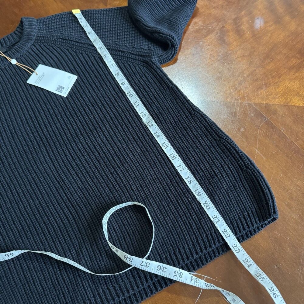 NEW Quince Sz L 100% Organic Cotton Fisherman Crew Neck Black Sweater Women’s - Picture 8 of 16
